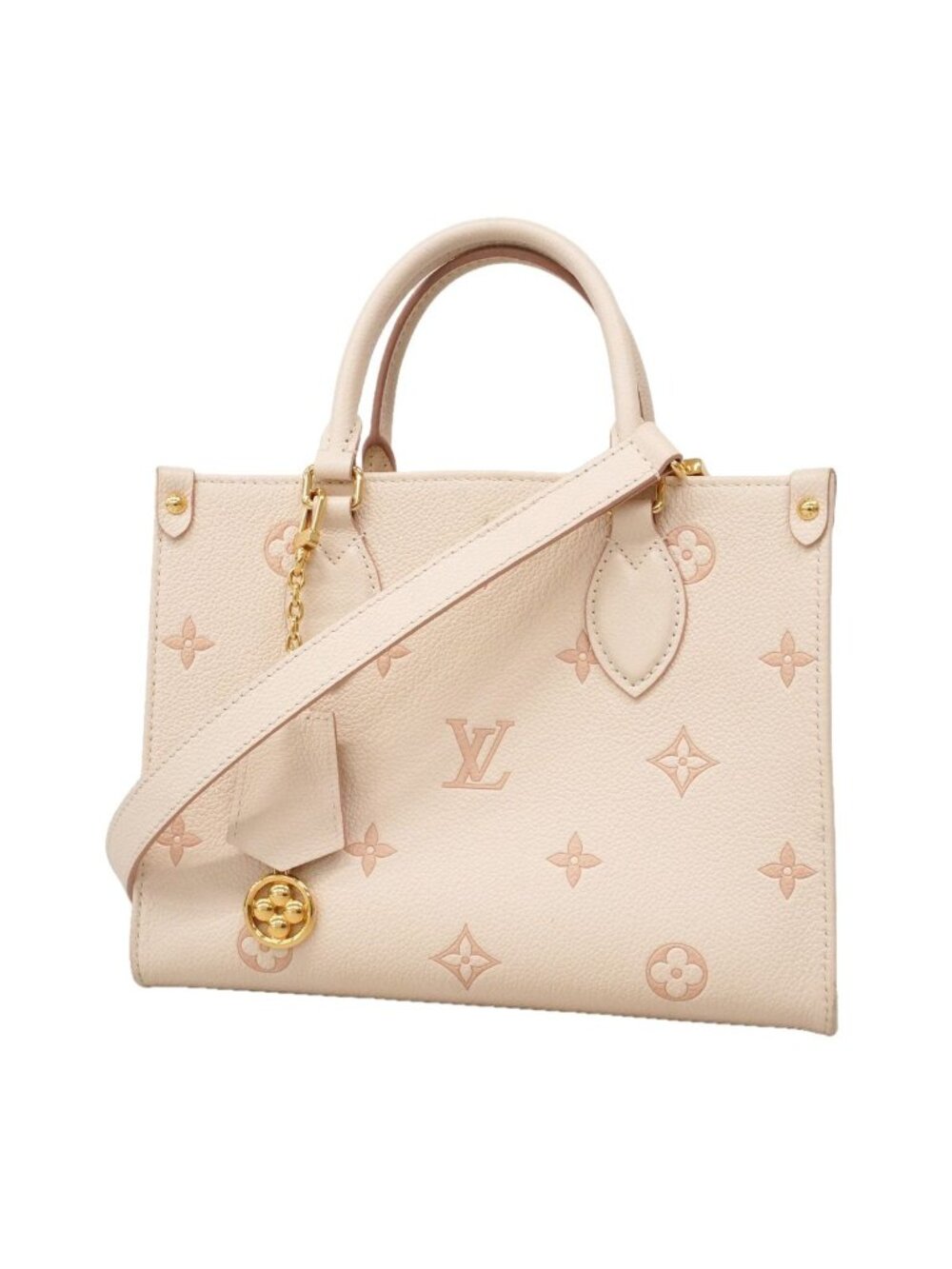 Louis Vuitton Tote Bag Monogram Empreinte Bicolor On The Go PM White Milky Peach
